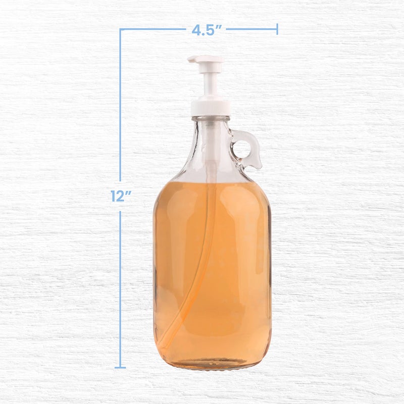 kitchentoolz Half Gallon Glass Laundry Detergent Dispenser- Large Jug with Pump for Liquid Laundry Soap Dispenser, Fabric Softener, Syrup Pump - 64 oz - Made in USA - Image 2